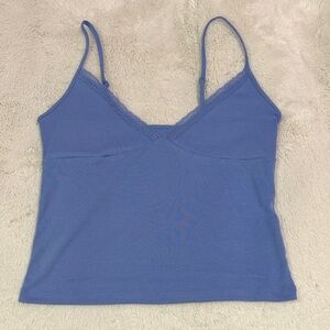 No Boundaries Women's Cami Top with Lace Trim - Blue